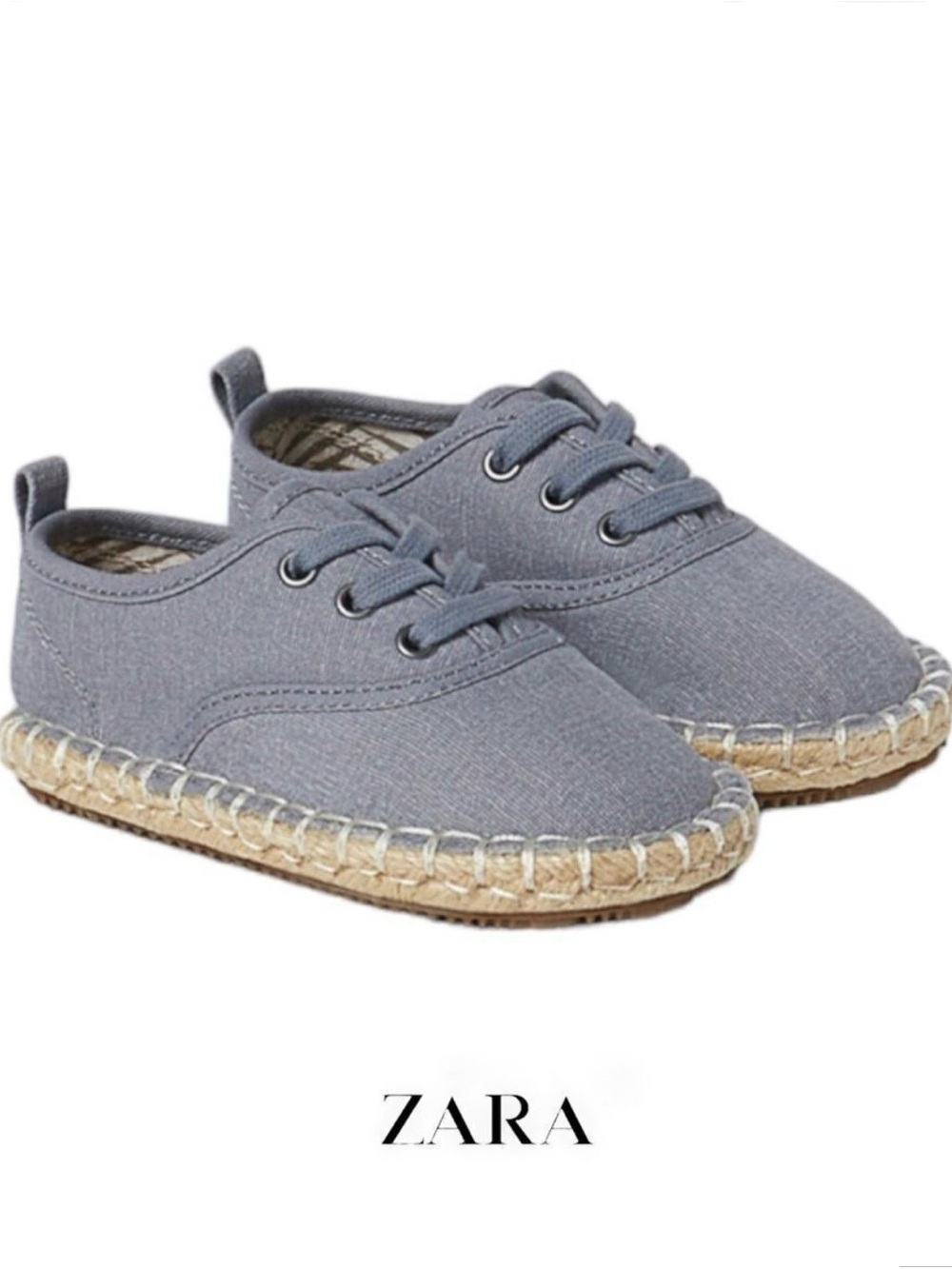 Zara Kids Grey Canvas Espadrille Shoes